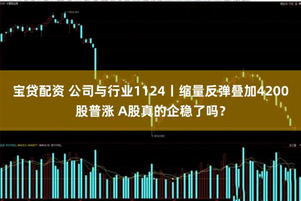 宝贷配资 公司与行业1124丨缩量反弹叠加4200股普涨 A股真的企稳了吗?