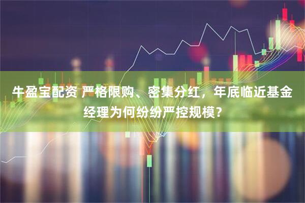 牛盈宝配资 严格限购、密集分红,年底临近基金经理为何纷纷严控规模?